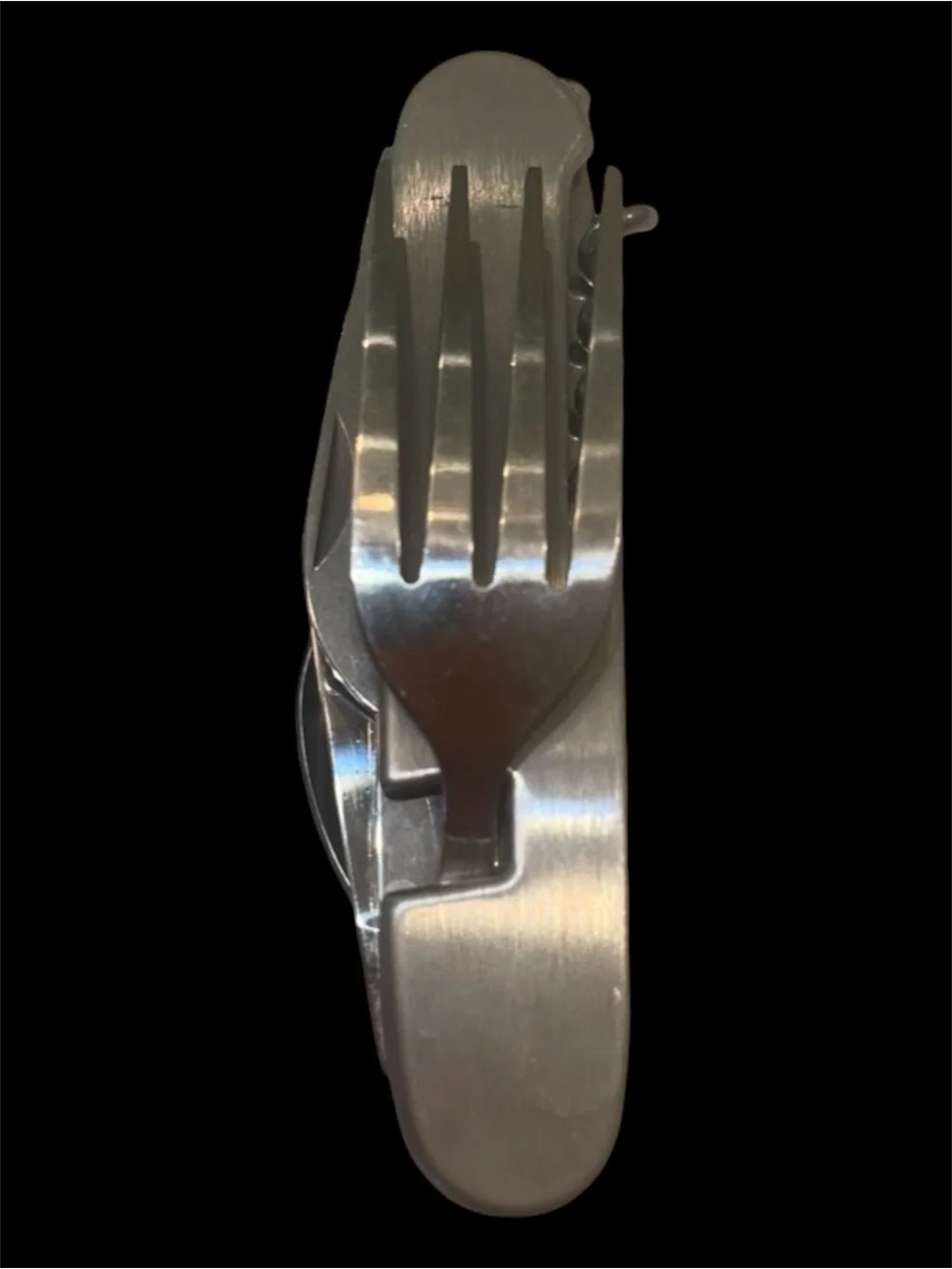 Vntg 5 In 1 Stainless Steel Hobo Pocket Camp Tool Spoon Fork Bottle Wine